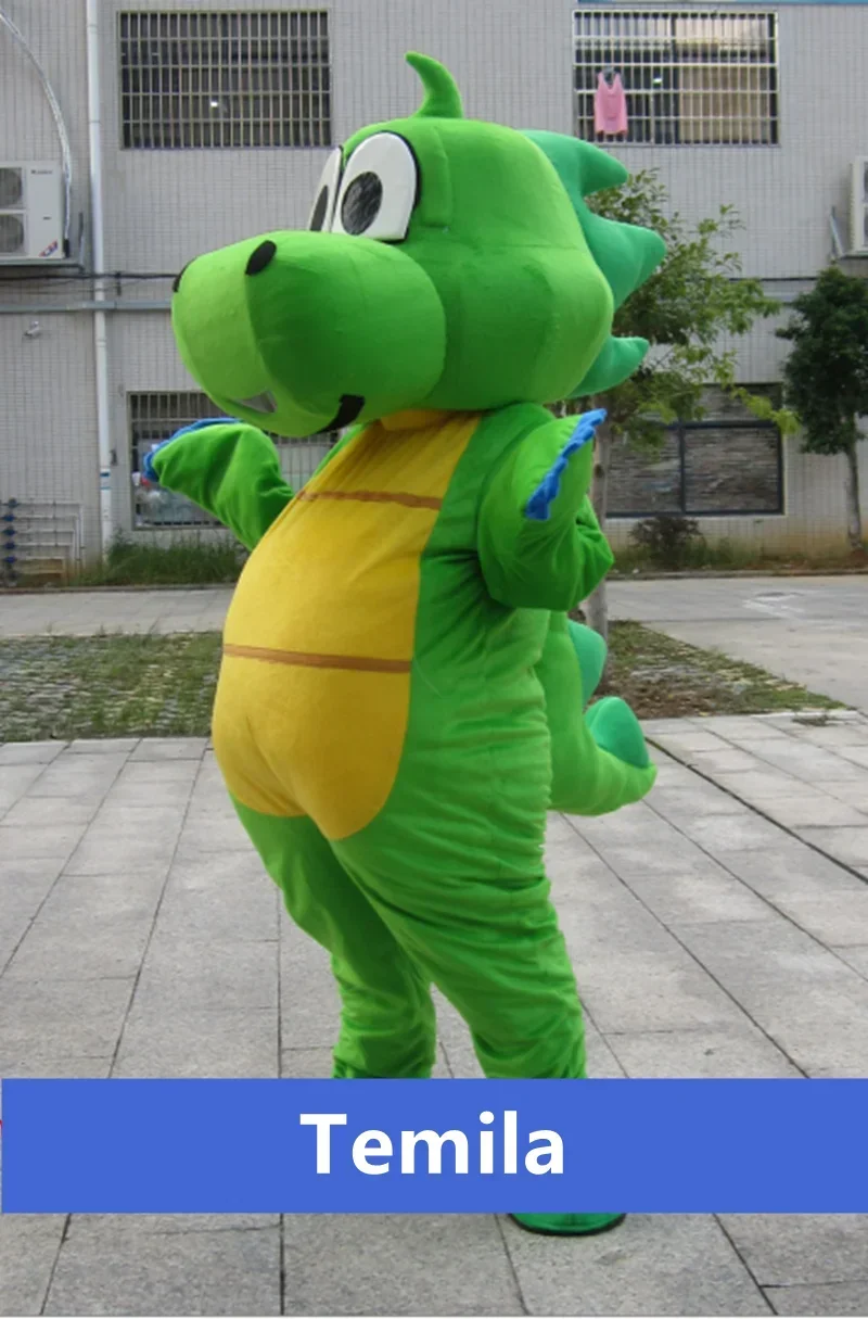 Cosplay Cartoon character Green Dinosaur Dragon Mascot Costume Advertising Halloween Costume Fancy Dress Party Animal carnival