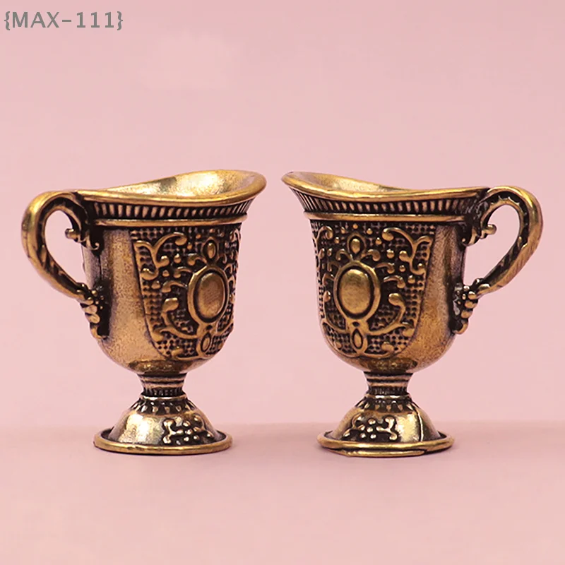 【F2-MAX111】Antique Small Copperware Buddha Tea Set Copper Teacup Brass Keychain Pendant Home Living Room Decoration Crafts Gift
