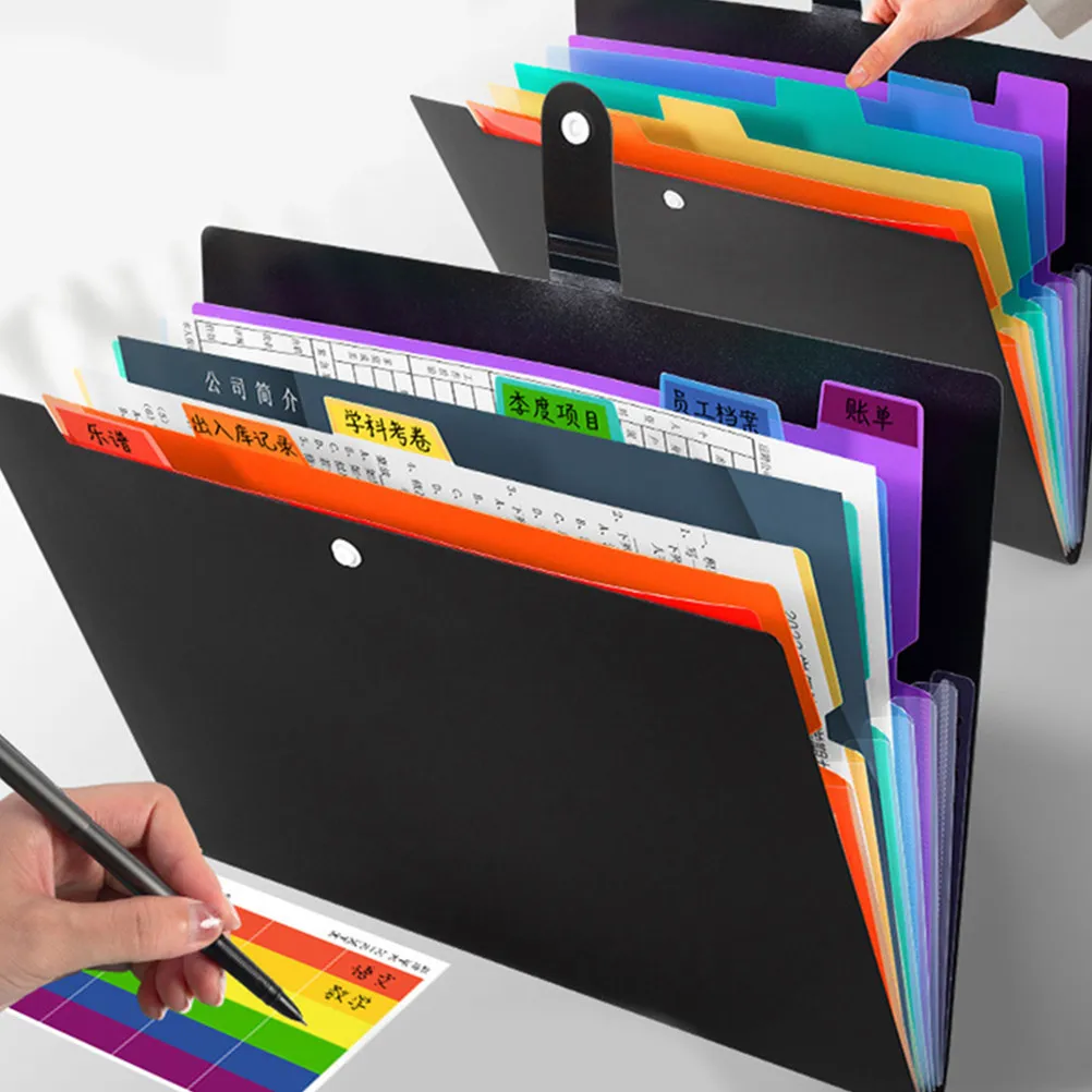 

2Pcs File Folder Large Capacity Accordion Design Lightweight Portable for Office School Document Organizer Multi Layer File
