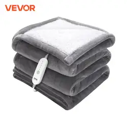 VEVOR Heated Blanket Electric Throw 4 Sizes Soft Flannel & Sherpa Heating Blanket with 3 Hours Timer Auto-off 5 Heating Levels