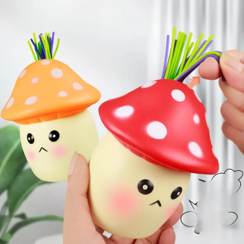 New Style Mushroom Shark Durian Cactus Chili Toys Hair Pulling Stress Relieving Toy Fun and Funny Toy Cartoon Present for Friend