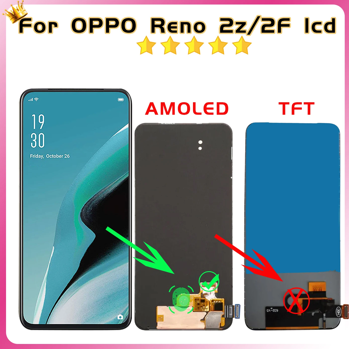 For Reno 2F / Reno 2Z LCD Assembly For OPPO Reno2 Z / Reno2 F / K3 / Realme X Display Touch Screen Digitizer Replacement Parts