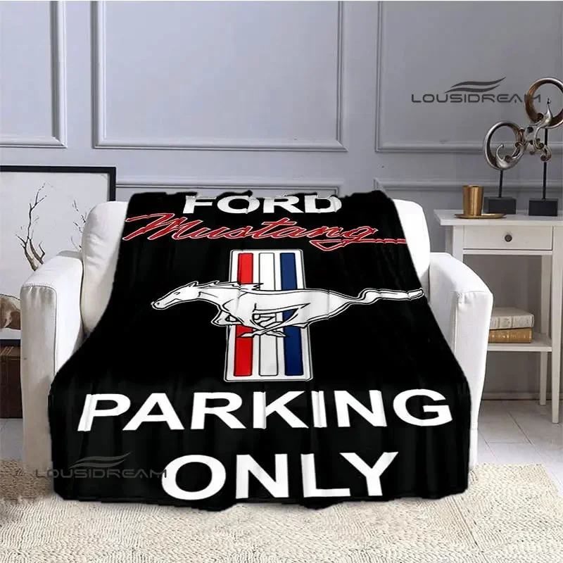 Mustang car logo printed blanket Flannel Blanket Warm blankets for beds rainbow Picnic birthday present