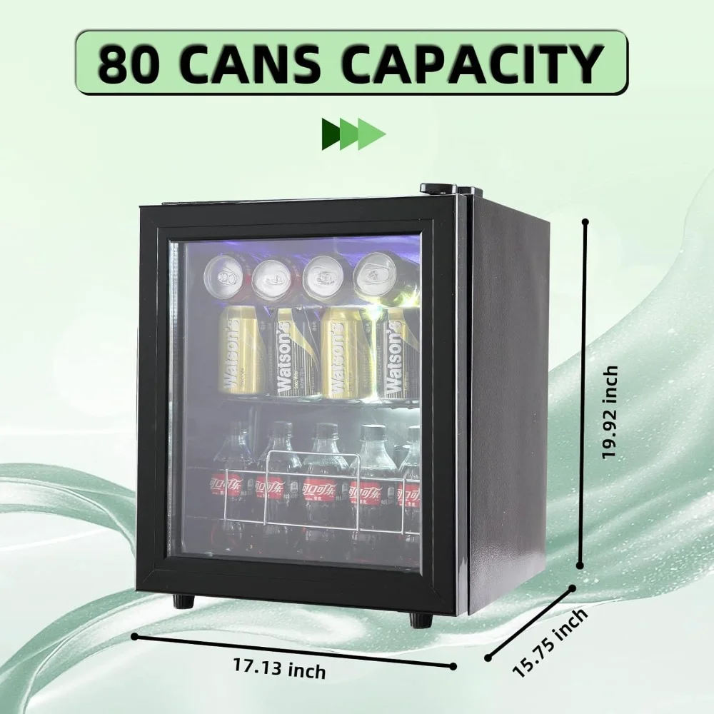 Beverage Refrigerator W/ Adjustable Shelve, 80 Cans Beverage Refrigerator And Cooler, Drink Dispenser, Refrigerator Display Case