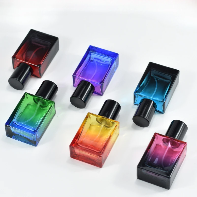 

30ml Glass Gradient Perfume Spray Bottle Refillable Empty Fine Mist Atomizer Cosmetic Container Portable Square Dispenser Travel