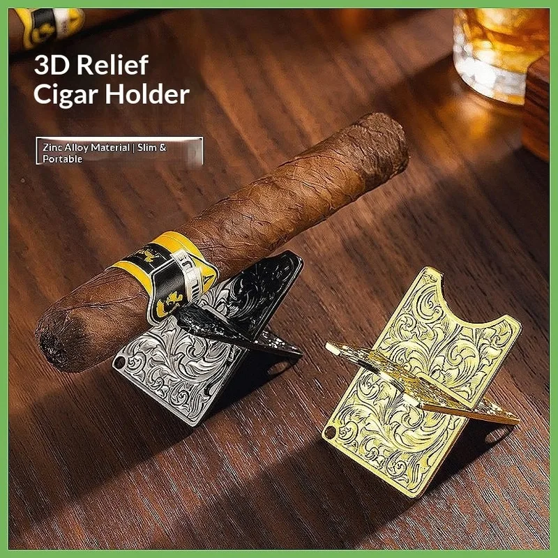 New hot selling slim and luxurious flower Tang grass three-dimensional relief craft cigar holder mini portable