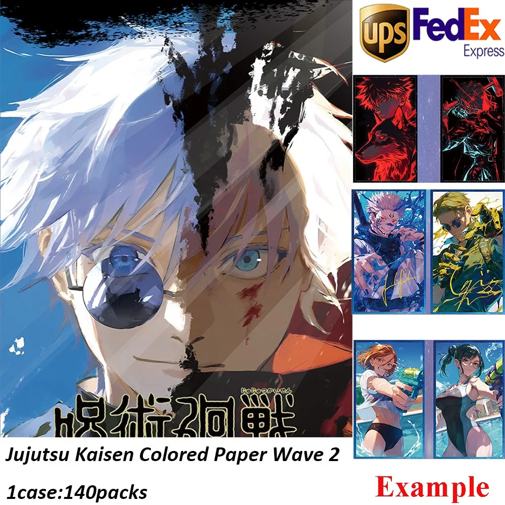 Bargain Price 1case 140packs Jujutsu Kaisen Colored Paper Wave 2 Anime Character Satoru Gojo Itadori Yuji Flash Cards Gift