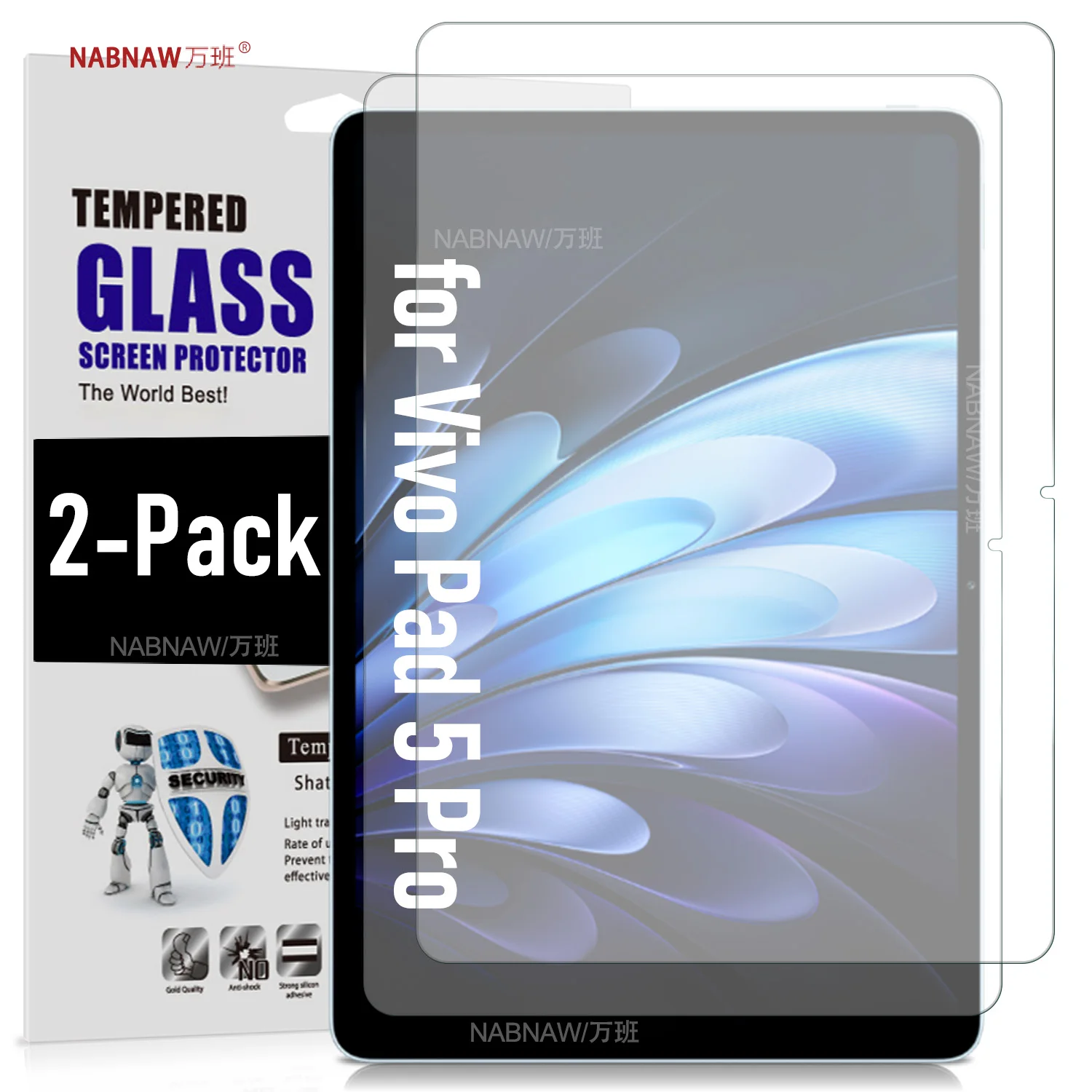 For VIVO Pad 5 Pro Tempered Glass Screen Protector On Pad 5 Pro 13-inch Guard Anti Scratch Film HD Protective Cover 2-Pack