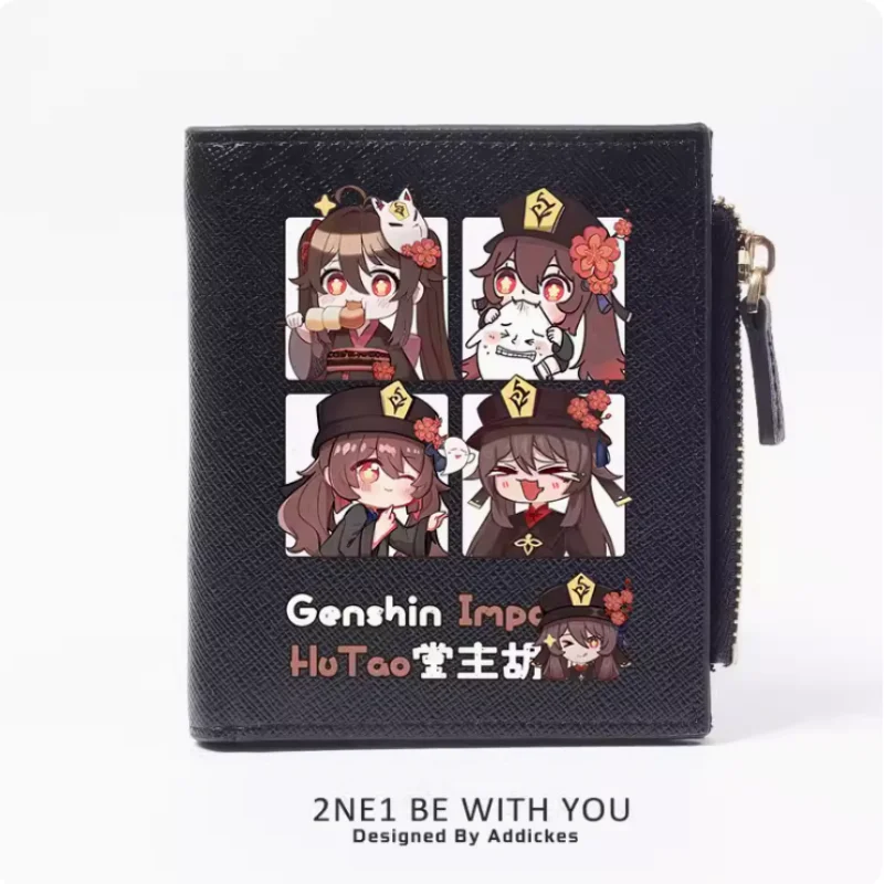 Genshin Impact Hutao Anime  Zipper Wallet Fold Bag Multi Card  Coin Pocket Holder Fashion Kids Wallets Gift