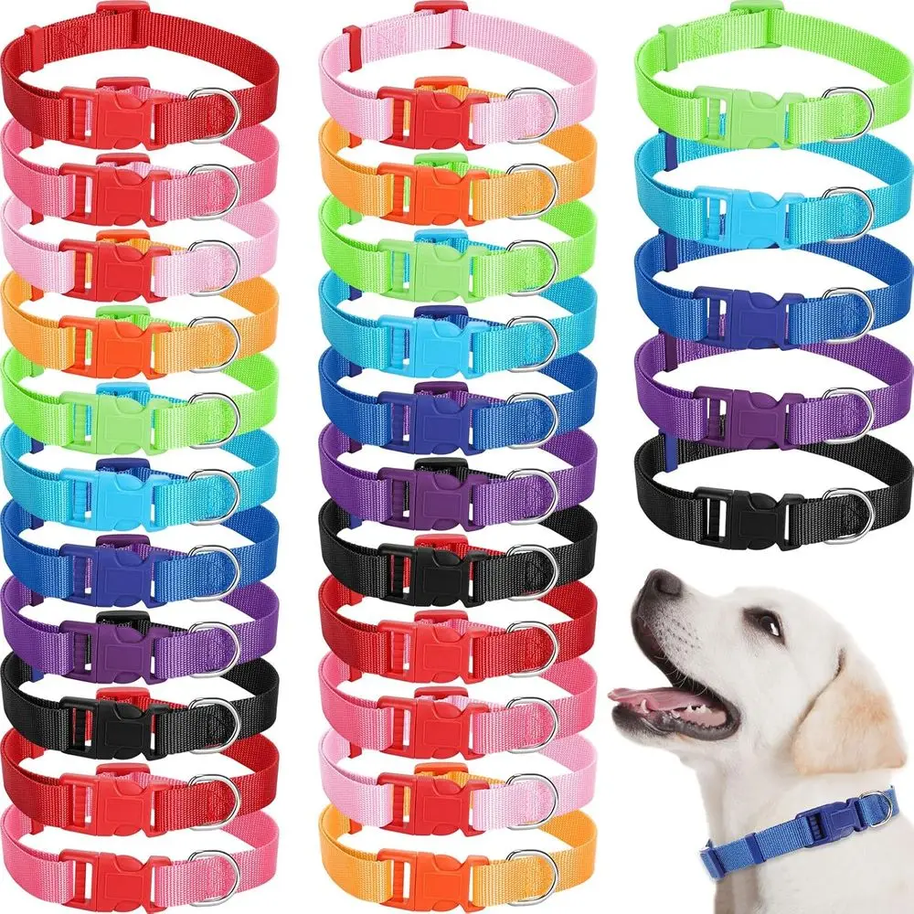 

27 Pcs Dog Collar Bulk Adjustable Nylon Puppy Collar or Small Medium Large Dogs Multiple Pet with Quick Release Buckle or PET Tr
