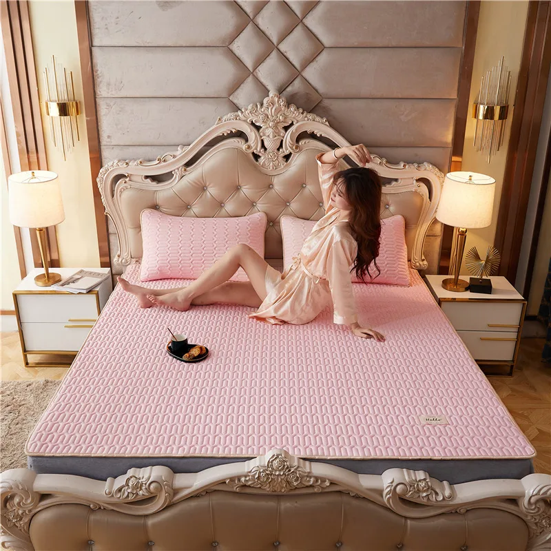 Summer Ice Cool Latex Mat Cartoon Bed Folding Mattress Pad Mat Air Conditioner Sheet Bedspread and Pillowcase Cold Sleeping Mat