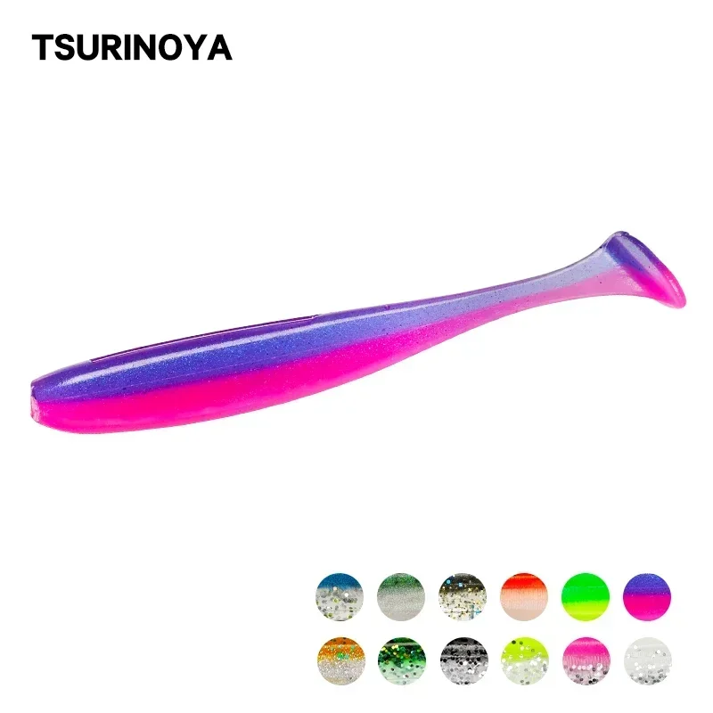 TSURINOYA Fishing Lure T -Tail Soft Bait 55mm 65mm 75mm 88mm Artificial Bait Worm Bait Add Salt Fish Attractant Bass Pike Lures