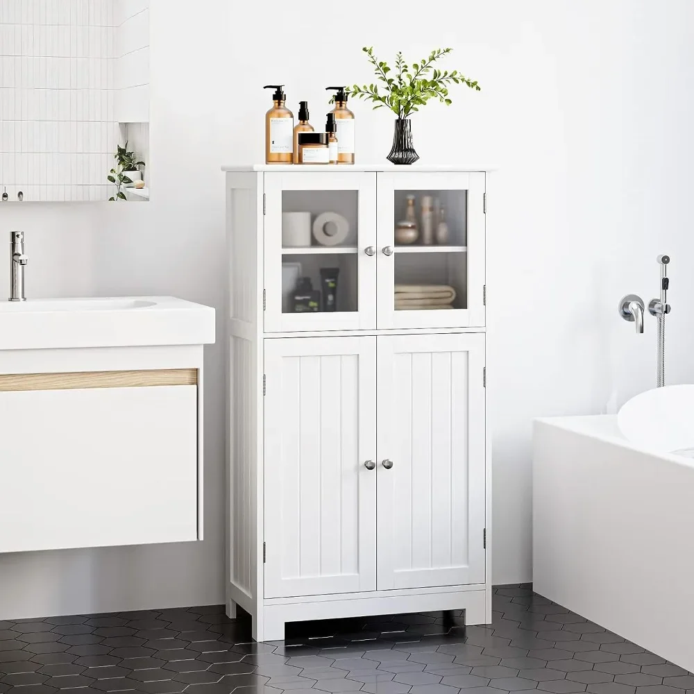 Office Bathroom Storage Cabinet Wooden Floor Cabinet With Adjustable Shelves for Bathroom Living Room White Toilet Furniture