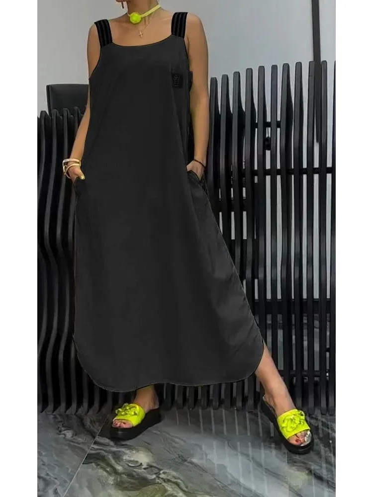 Damska sukienka na co dzień moda solidny sweter bez rękawów luźne sukienki dla kobiet sukienka plażowa szata Femme letnie nowe ubrania damskie