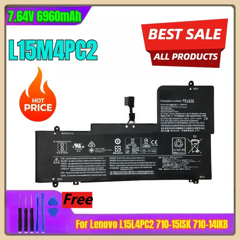 

7.64V 6960mAh Laptop Battery for Lenovo L15L4PC2 710-15ISK 710-14IKB