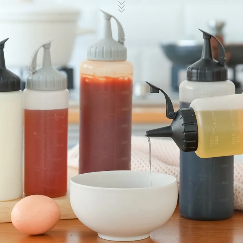 175ML/350ML Squeeze Condiment Bottle Plastic Oil Bottle Dispenser for Kitchen Salad Dressing Soy Sauce Drip Free Kitchen Tool