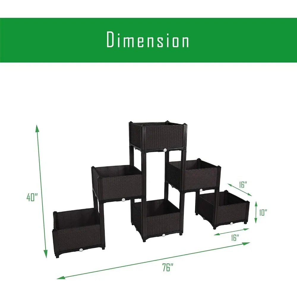 Planter Raised Beds - Garden Box with Drainage Plug Garden Beds for Vegetable/Flower/Herb Outdoor Standing Beds Gardening Kit