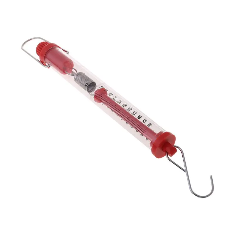 Práctica balanza resorte Newtons, dinamómetro 500g/5N, cuerpo transparente plástico, fácil colgar para
