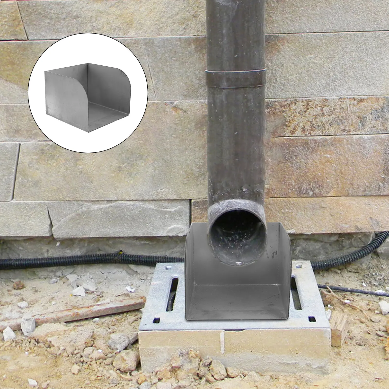 

Stainless Steel Downspout Diverter Tool Outdoor Rainwater Protector Yard Patio Gutter Drain Splash Block Cement