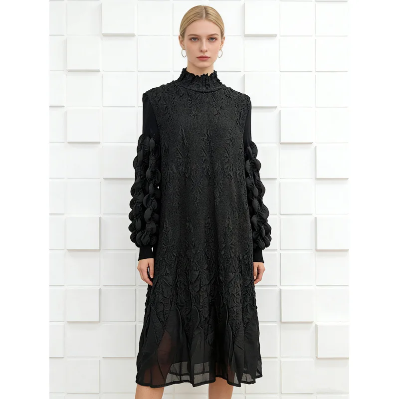 

Роскошная женская юбка А-силуэта с вышивкой ручной работы, плиссированная, свободного кроя, из бархатной ткани, с длинными рукавами