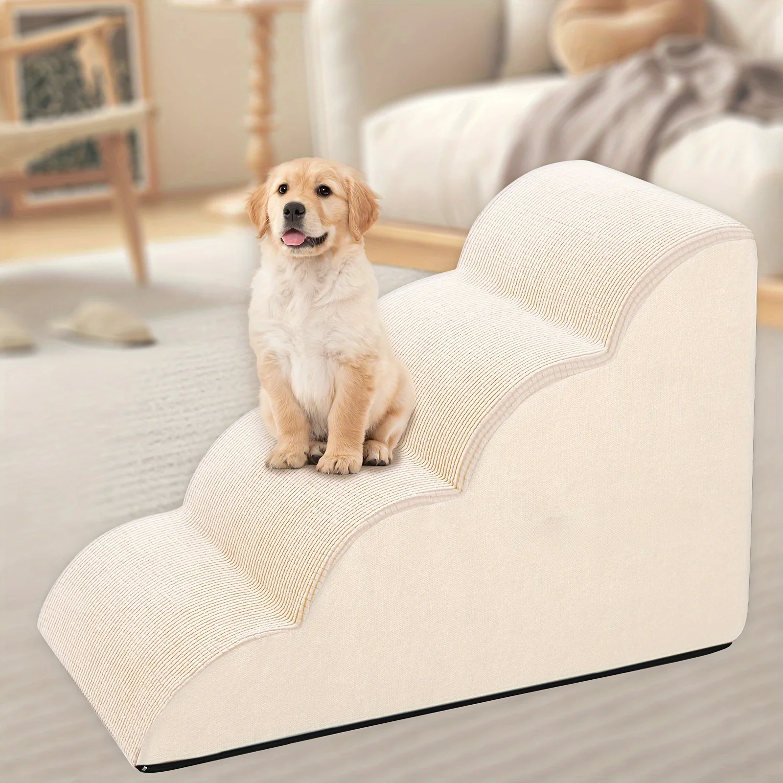 

Orthopedic Dog Steps with Removable Covers - 2/3/4 Tier Pet Stairs, Non-Slip Diamond Treads & Eco-PU Padding