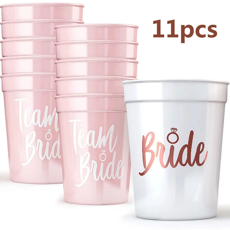 1/11pcs Bachelorette Party Team Bride Plastic Drinking Cups Bridal Shower Gift Bride To Be Hen Party Decor Supplies Wedding Gife