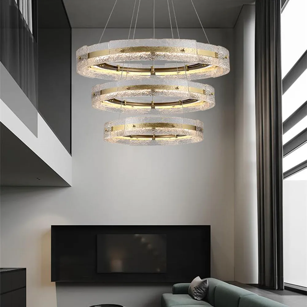 Modern Luxury Water Ripple Glass Living Room Chandelier For Restaurant Bedroom Ceiling Lamp Staircase Hall Decor Trendy  Fixture