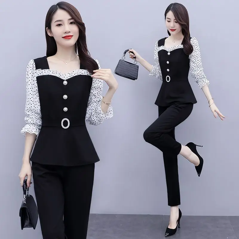 Summer New Korean Version Socialite Style Western-style Set for Women with Slimming and Age Reducing Temperament, Two-piece Set