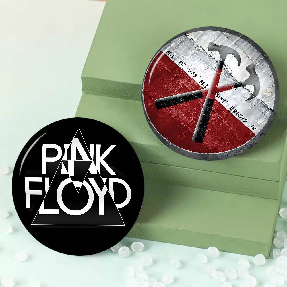 P-Pink-F-Floyds Rock Band Round Button Pins Slogan Creative Brooches Backpack Clothes Decoration Fashion Cartoon Jewelry Gifts