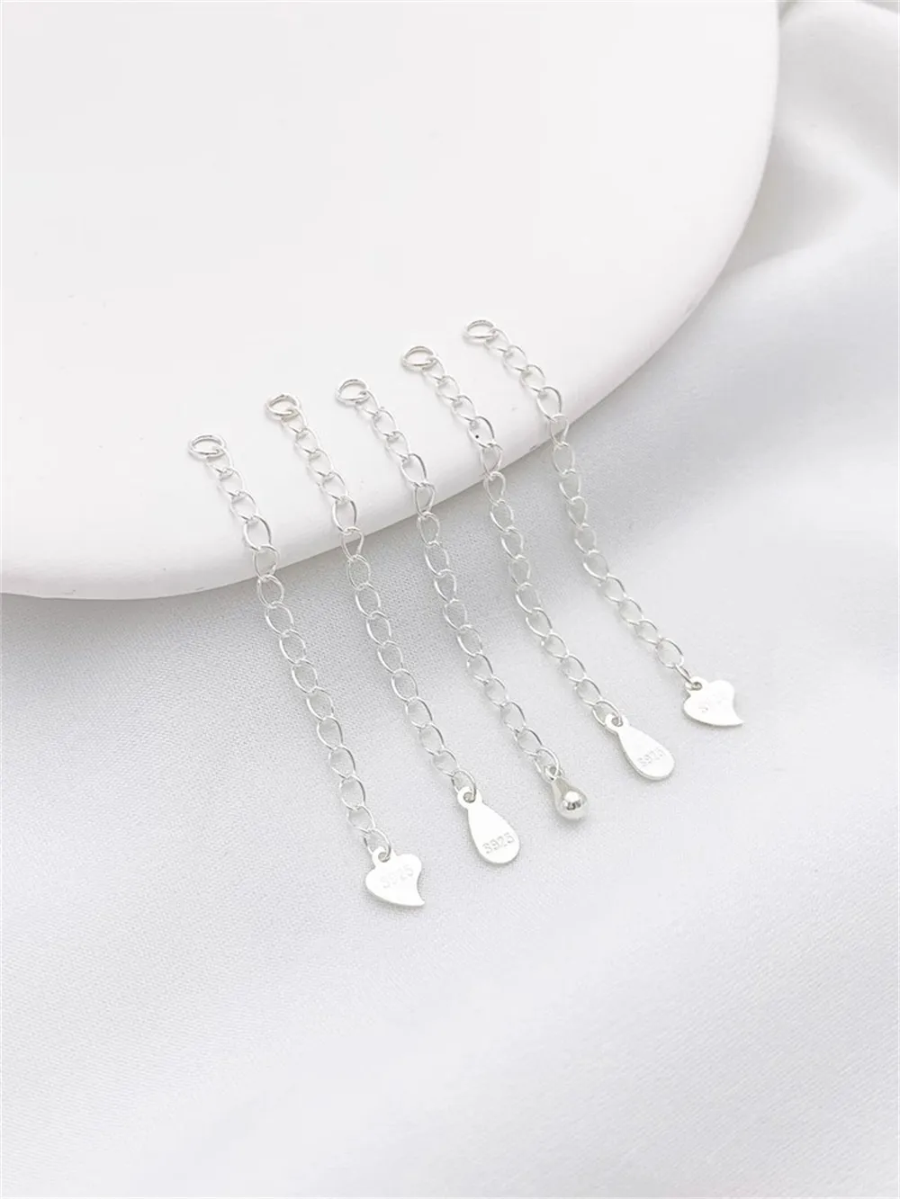 S925 Sterling Silver Droplet Chain Love Tail Chain Extension Chain Handmade DIY Self Made Bracelet Necklace Closing Material