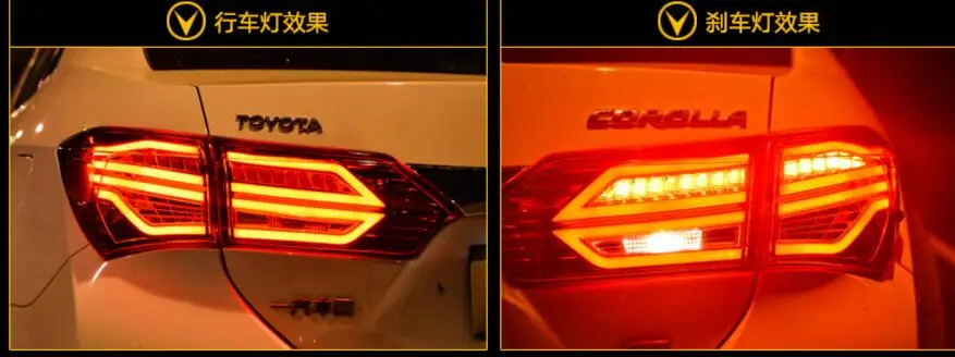 one set Car bumper lamp Tail Lights For Corolla Taillight 2014 2015 2016year Led Tail Lights Fog lamp Corolla Rear Lamp