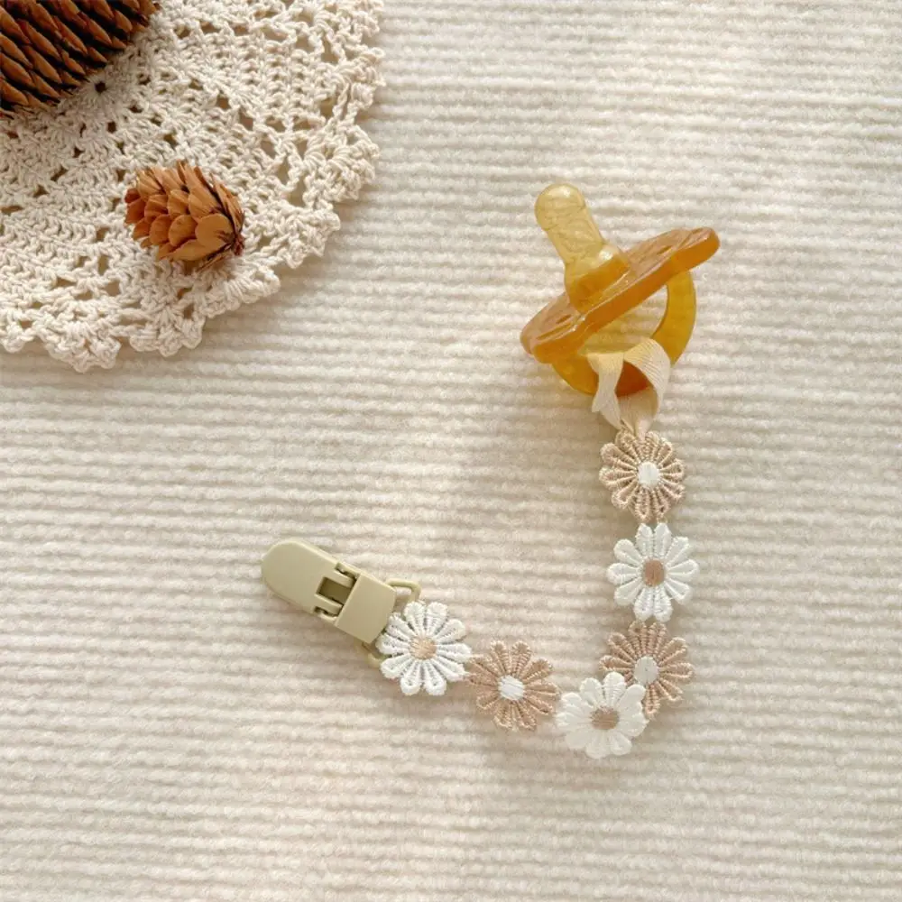 Daisy-Cadena de chupete para bebé, mordedor ajustable, correas de juguetes, soporte para chupete, Clips para chupete de flores, soporte para pezones, Clips para niños
