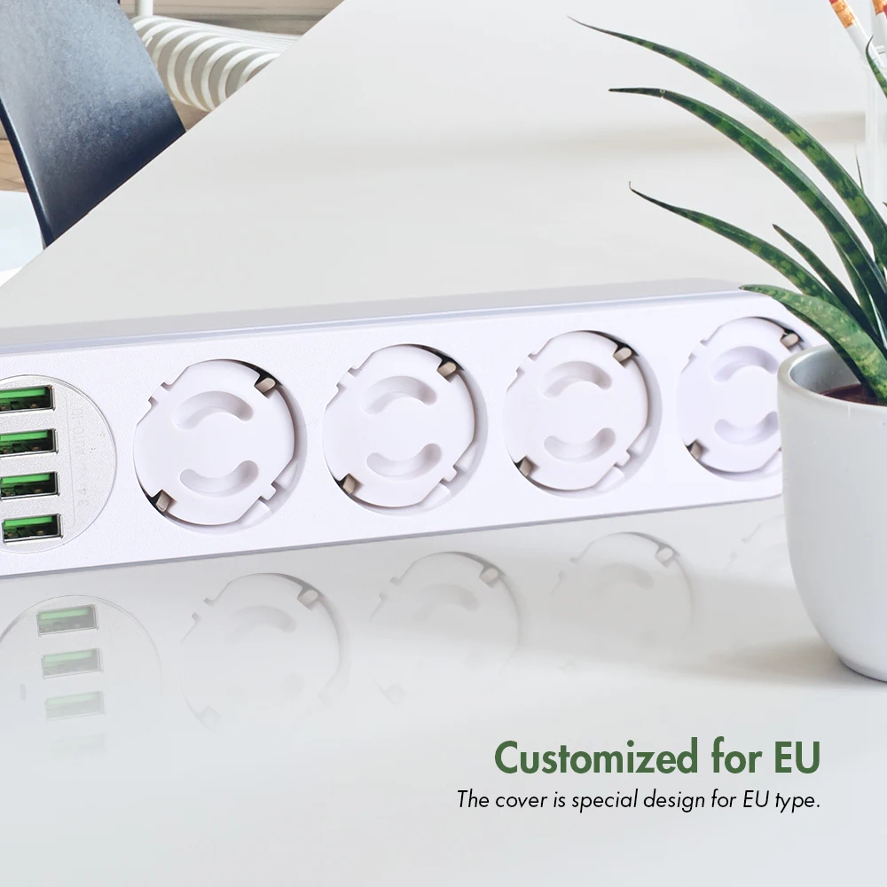 EUDEMON 10pcs EU Stand Power Socket Cover Electrical Outlet Baby Child Safety Guard Electric Shock Proof Plugs Protector Rotate