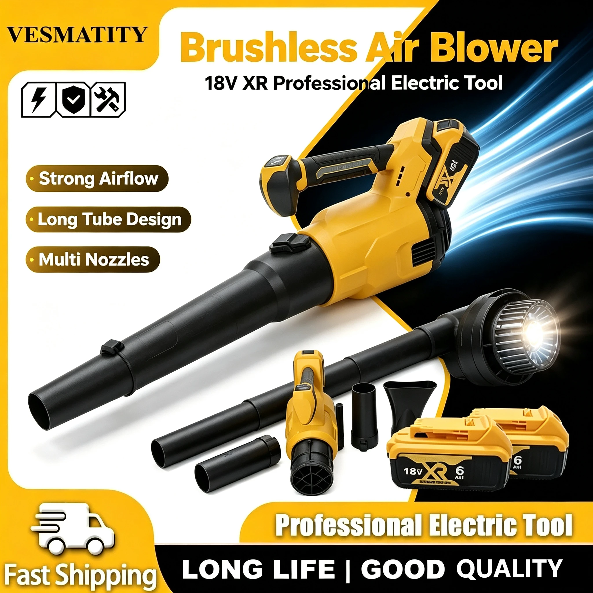 Air Blower 3 -Gears High Speed Powerful Cordless Electric Leaf Snow Duster Blowing Power Tool for Dewalt Battery
