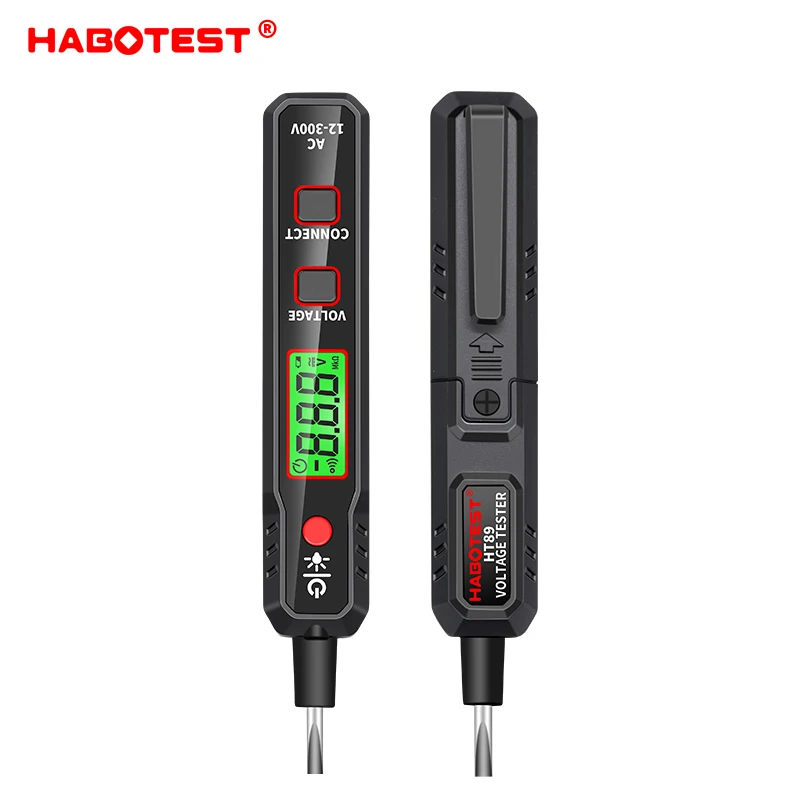 HABOTEST Pen Type Voltage Detector HT89 Contact & Non-Contact 300V Backlight Flashlight Sensitivity Adjustable AC Voltage Tester