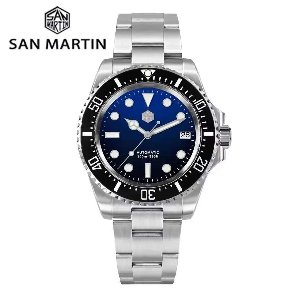 San Martin SN0111 39 mm Herren-Taucheruhr NH35 automatische mechanische Emaille-Zifferblattuhr Saphir wasserdichte Edelstahluhren