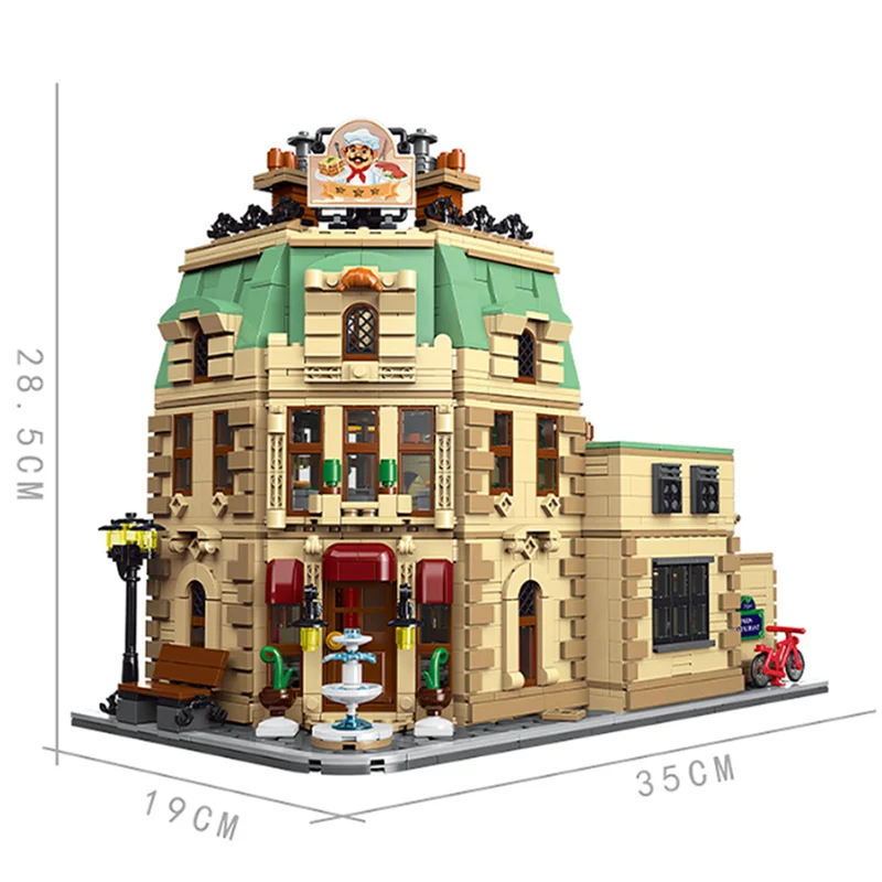 3104 قطعة مجموعات مكعبات بناء وحدات المطاعم الباريسية MOC نموذج الطوب العمارية الحديثة لعرض الشارع مع التفاصيل الداخلية