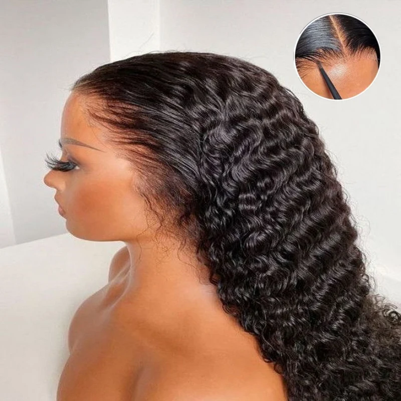 

curly 100% human hair wigs glueless 13x6 lace frontal wig deep wave water wave cheap wigs on sale clearance for women choice