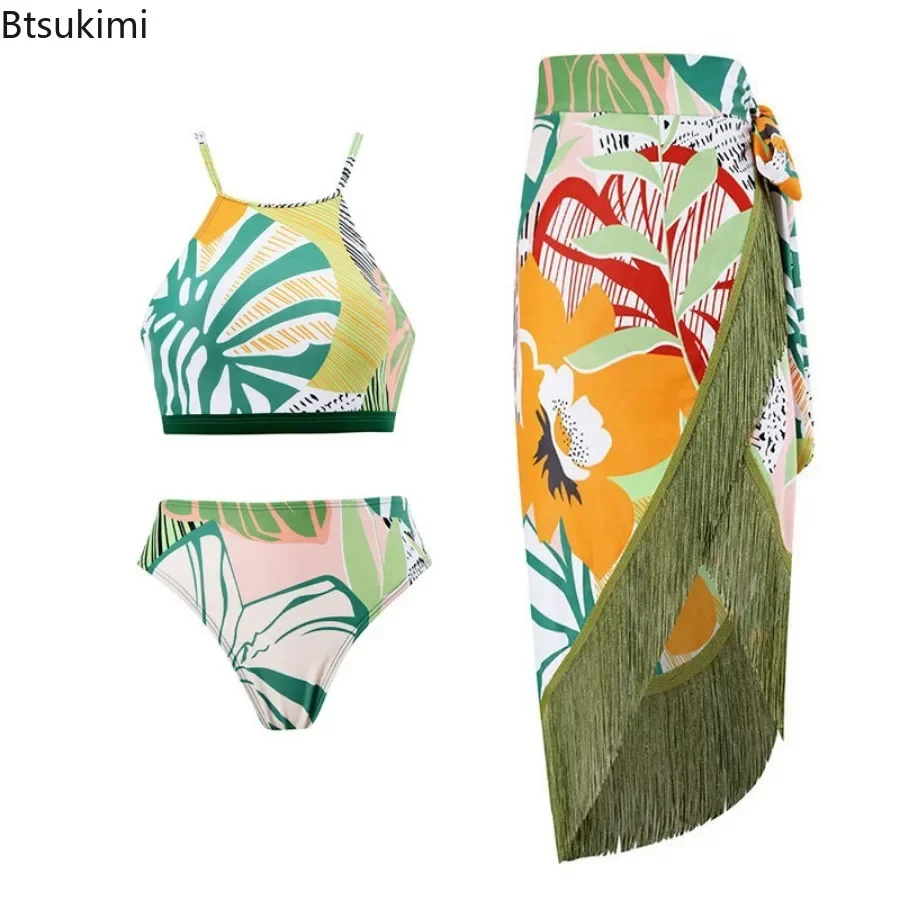 2025 New Arrivals Women's Bikini Sets Floral Printed Ruffle Bikinis Strappy Bandage Swimwear Boho Style Ladies Sexy Bathing Suit