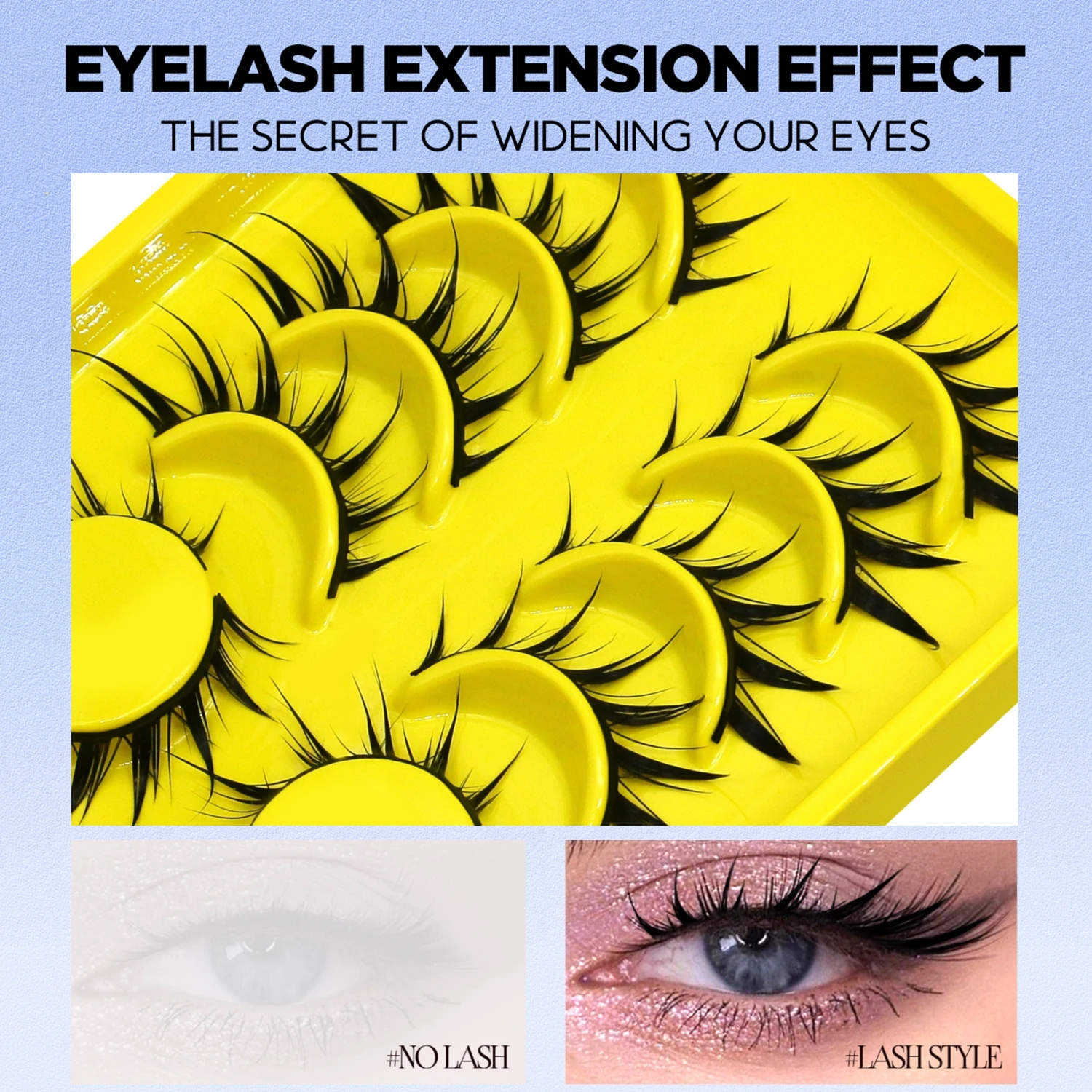 Lasvirey Cat Eye Lashes Manga Lashes Styles 3D Faux Mink Lashes Soft Cross Wispy Natural Winged End Eye Elongated Eyelash Makeup