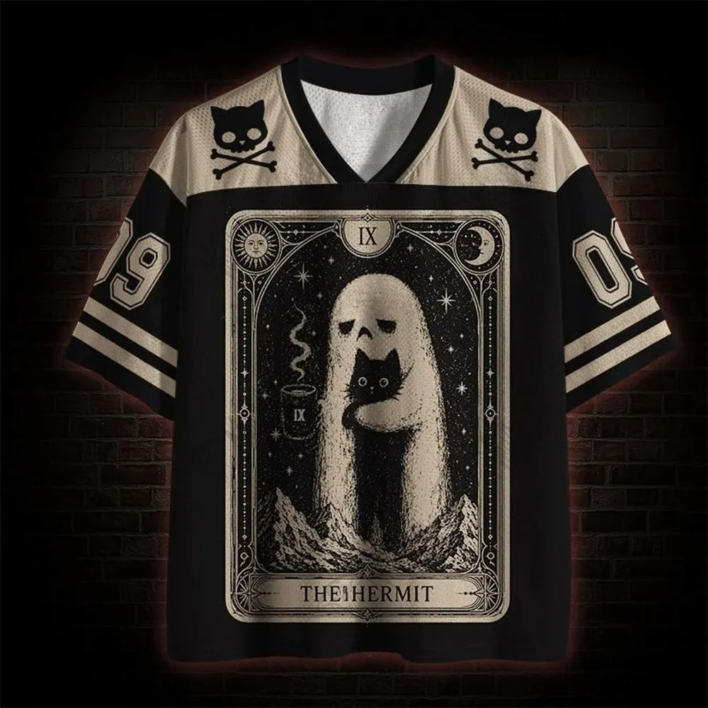 Retro Japanisches Halloween-Geister 3D-Druck Sportliches Schnelltrocknendes Atmungsaktives V-Ausschnitt T-Shirt für Männer und Frauen im Lässigen Trendigen Stil – Detail 2