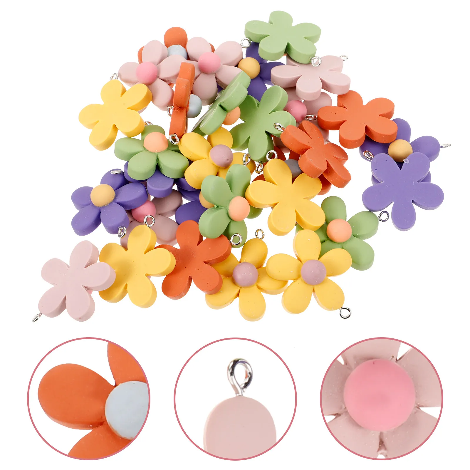 

30 шт. миниатюрных подвесок из смолы в форме цветов для браслетов, ожерелий, рукоделия, аксессуары для изготовления украшений