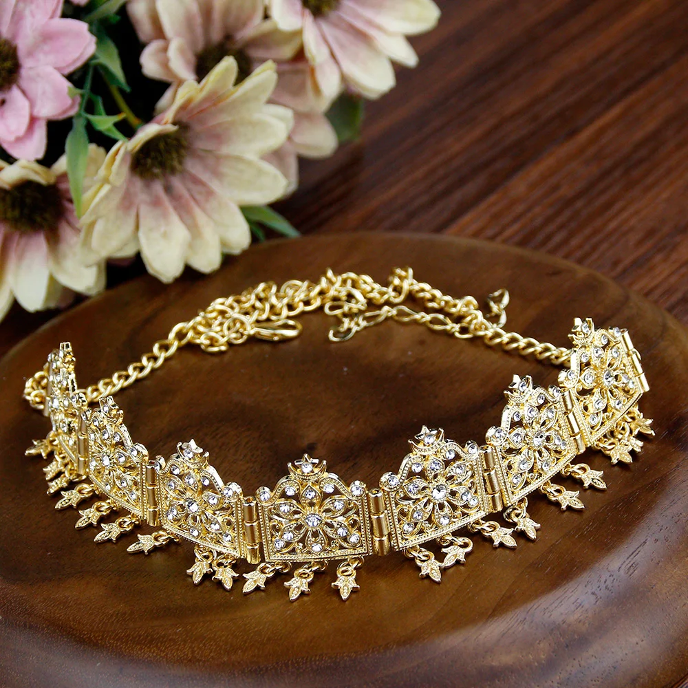 Sunspicems Goud Kleur Marokko Kwastjes Haarketting Vrouwen Voorhoofd Ketting Dunne Haarband Arabische Bruid Weding Sieraden