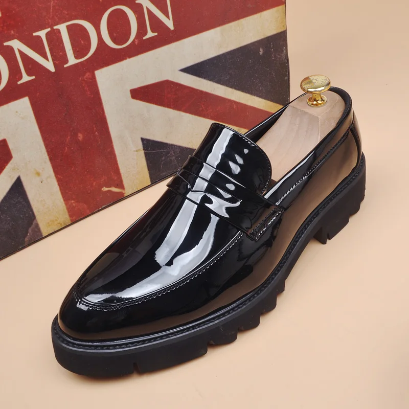 Men's Shoes Fashion Wedding Party Dress Shoes Designer Patent Leather Shoes for Men New Trend Platform Loafers Gentleman Sneaker