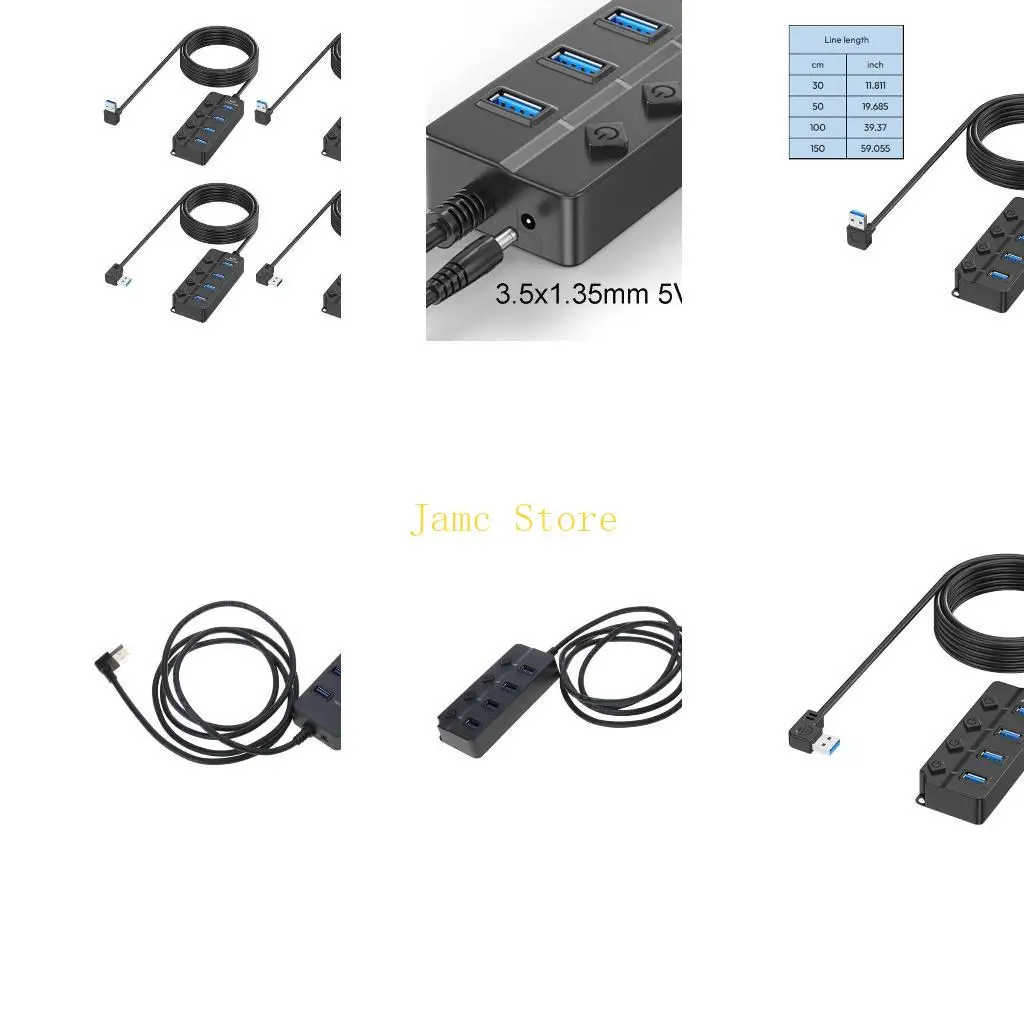 LX0B 4 Port USB 2.0 Adapter Hub With 4 Power Switches Fast Speed For Easy Connection