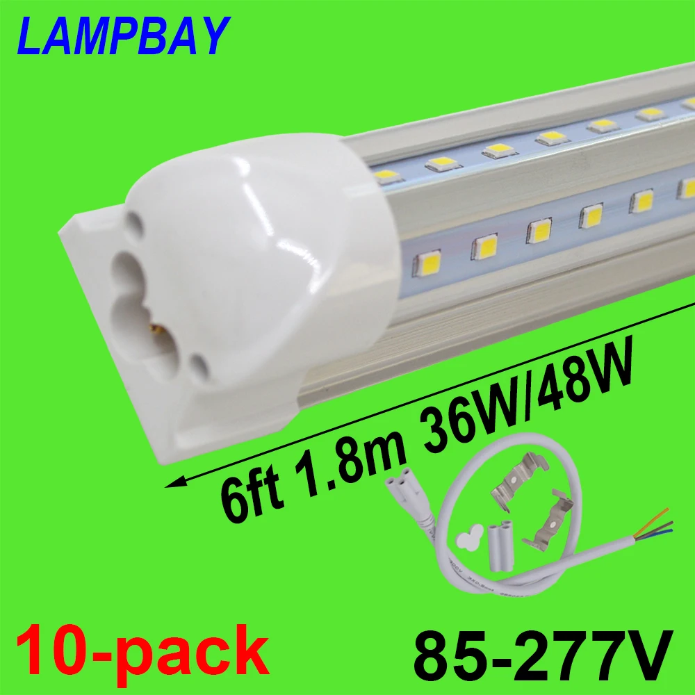 

V shaped LED Tube Lights 6ft 178cm 36W 48W 270 angle Bulb 70" T8 Integrated Fixture Linkable Bar Lamp Super Bright with fittings