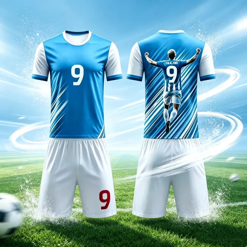 Fashion New Haaland #9 Fan Football Jersey Sports Breathable Quick Drying Short Sleeves T-shirt and Shorts Set Family Kids Tees