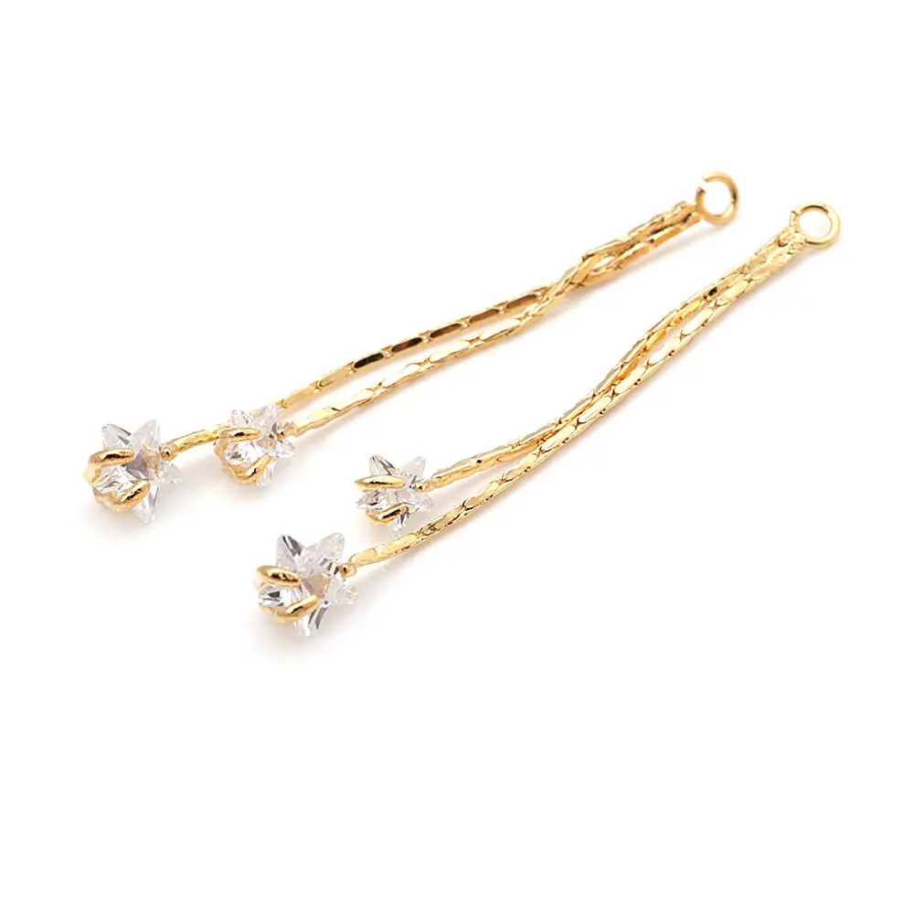 18K Gold Color Brass Zircon Chain Tassel Earrings Connect Charms High Quality Diy Jewelry Making Supplies Earrings Accessories image 2