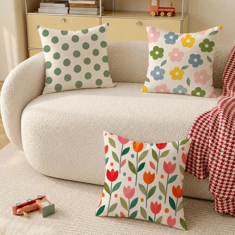 Fresh Cottage Floral Pattern Cushion Cover Pillow Cover Decorative Throw Couch Home Decor for Living Room Sofa