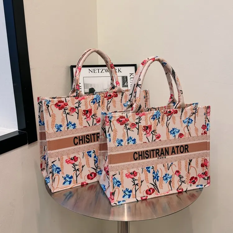 

Новая модная сумка-тоут из холщовой ткани с цветочным принтом, стильная сумка через плечо, универсальная сумка-кроссбоди для женщин.